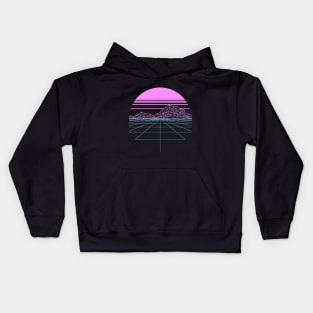 Outran Synthwave Sunset Vaporwave Grid Aesthetic Gift Kids Hoodie